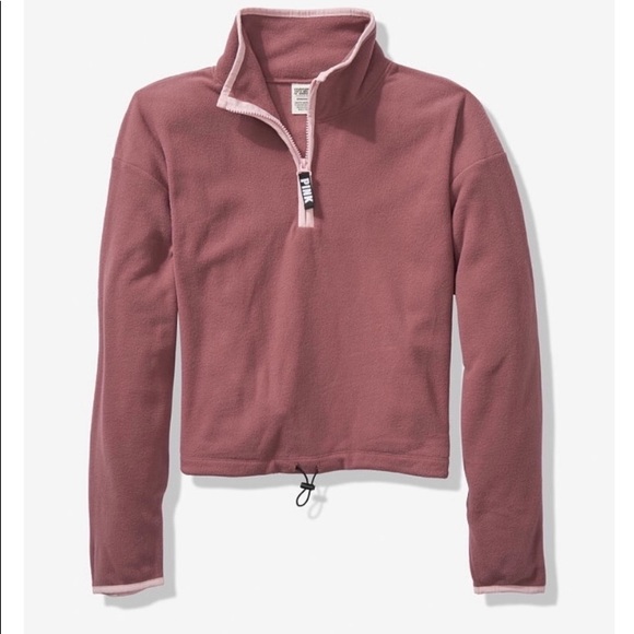 New PINK Victoria’s Secret mauve zip Fleece Top - Picture 2 of 6